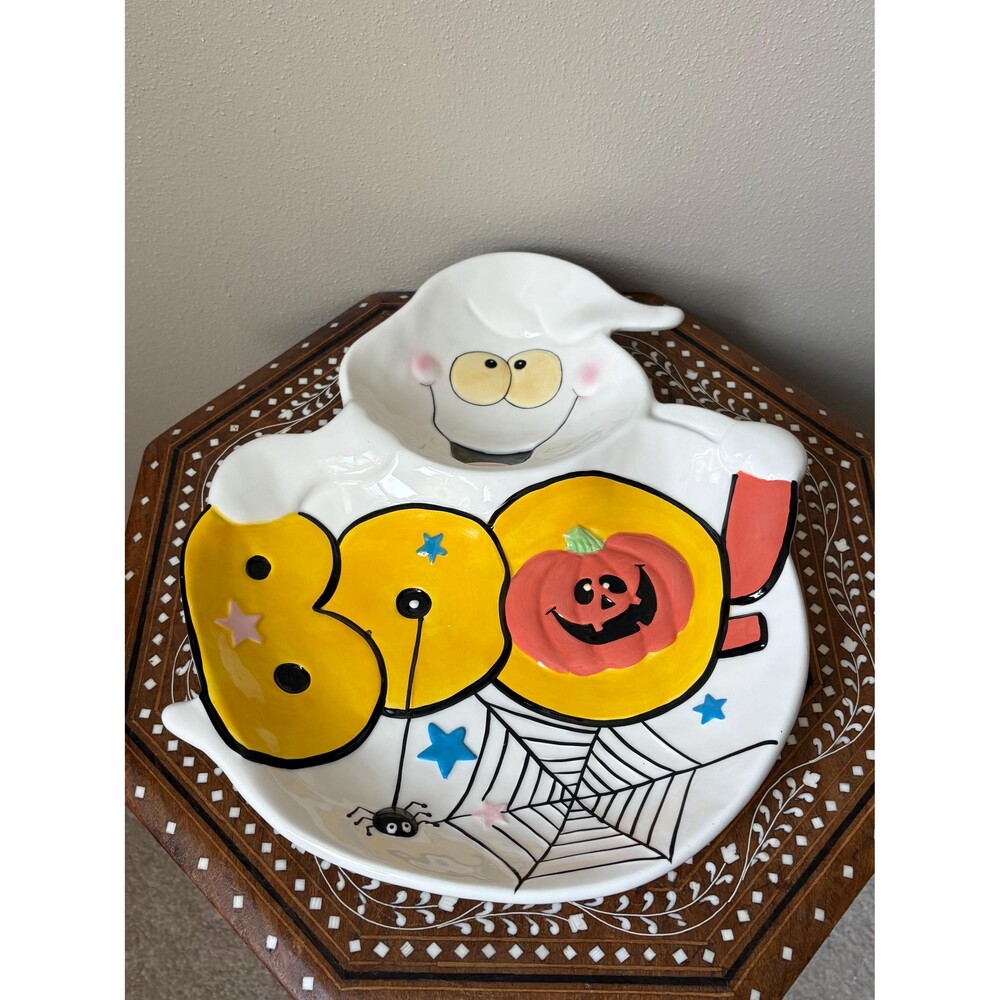Vintage Ceramic Halloween Ghost Candy Bowl Dish ‘BOO!’ Chang Song